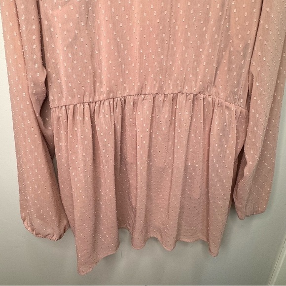 Torrid Blush Clip Dot Tie Babydoll Blouse Size 3x - Picture 6 of 11